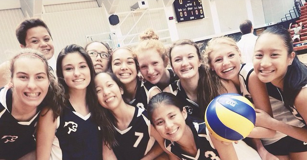 The girls volleyball team enjoying their time in Singapore, photo by Emi Oda