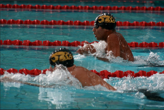 The Panther swimmers race ahead. 
Credit: ISB Flickr